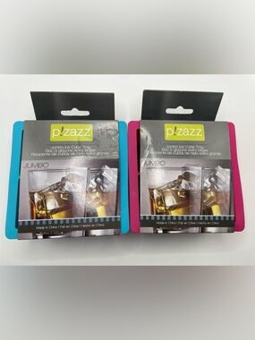 P!zazz Jumbo Silicone Ice Cube Tray Set - Blue & Pink